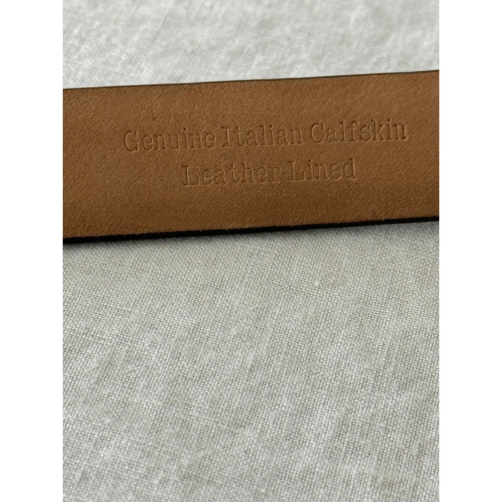 Nordstrom Belt Large Brown Italian Calfskin Leather Classic Gold Buckle - Picture 7 of 9